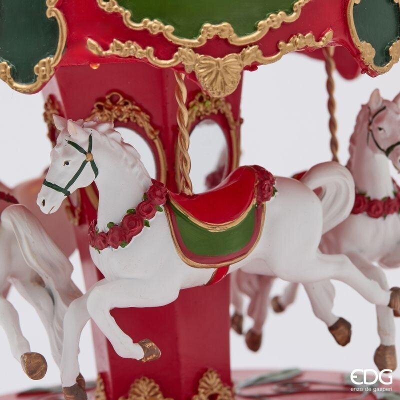 EDG Enzo De Gasperi Diorama Giostra Carosello LED H27 Ø22 cm Multicolor con Musica, Movimento e Luci – Decorazione Natalizia