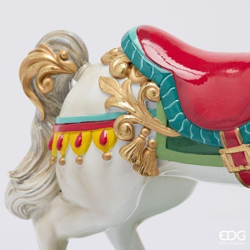 EDG Enzo De Gasperi Cavallo Giostra Natalizio H40x30x19 cm Verde Rosso – Decorazione di Natale