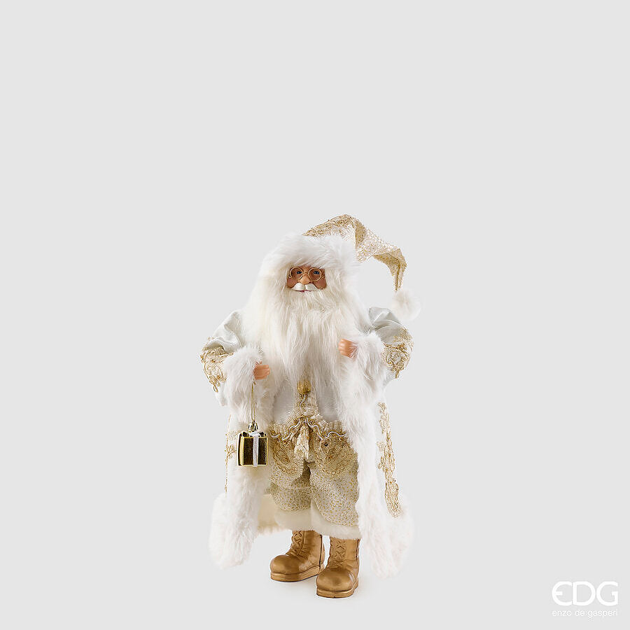 EDG Enzo De Gasperi Christmas Father Christmas Decoration White Gold H46 cm – Christmas Decoration