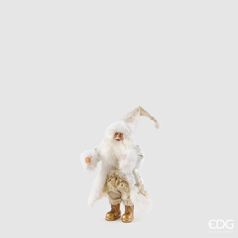EDG Enzo De Gasperi Father Christmas Decoration White Gold H31 cm – Christmas Decoration