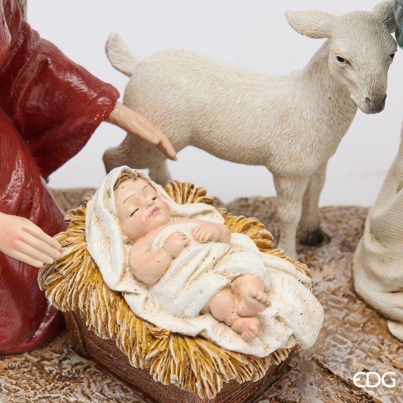 EDG Enzo De Gasperi Natività Natalizia H30x31x13 cm Verde Rosso – Decorazione di Natale