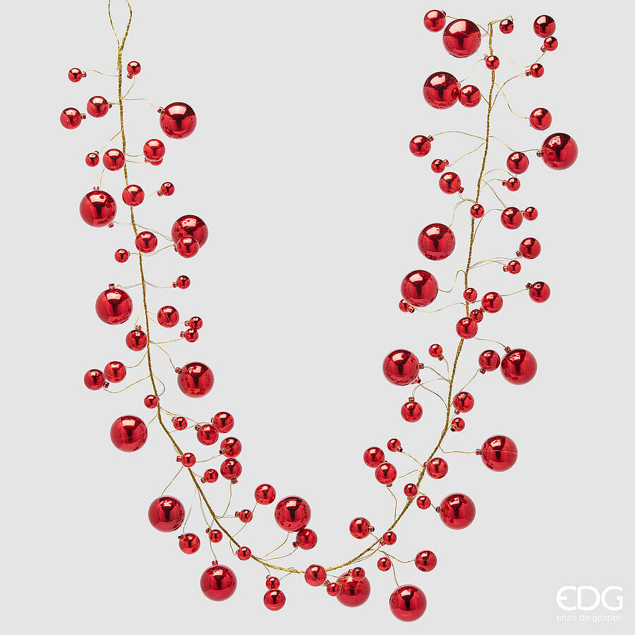 EDG Enzo De Gasperi Festone Natalizio Palle Mix 100 Elementi H180 cm Rosso – Decorazione di Natale