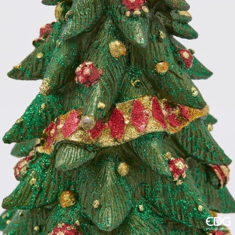 EDG Enzo De Gasperi Pine Ornament Decoglitter Green Red H33 Ø15 cm – Christmas Decoration