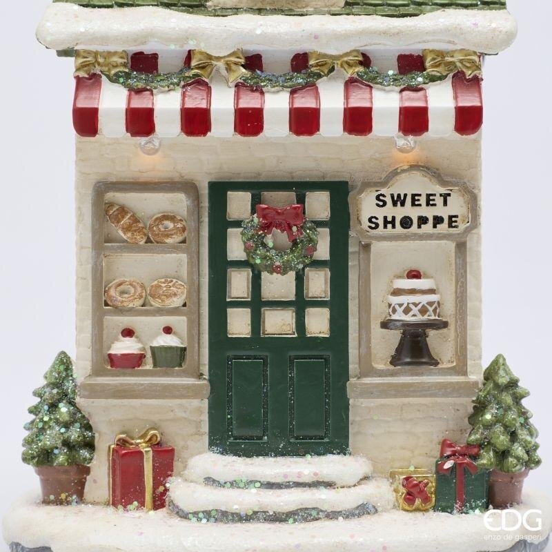 EDG Enzo De Gasperi Diorama Christmas House LED H.15.5 L.10.5 L.8 LED C6 Green Red