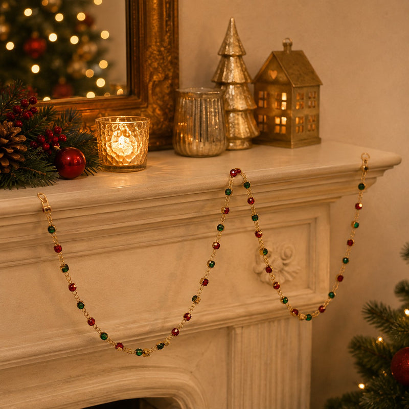 EDG Enzo De Gasperi Festone Natalizio con Gemme L160 cm Verde Rosso – Decorazione di Natale
