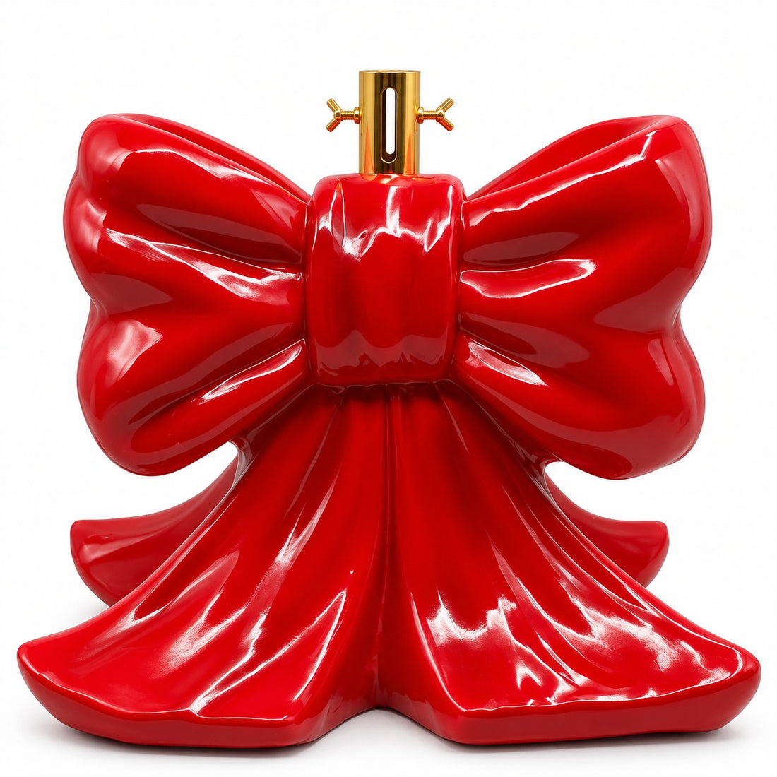 Decorative Christmas Tree Base with Bow Polyresin 57 cm Red
