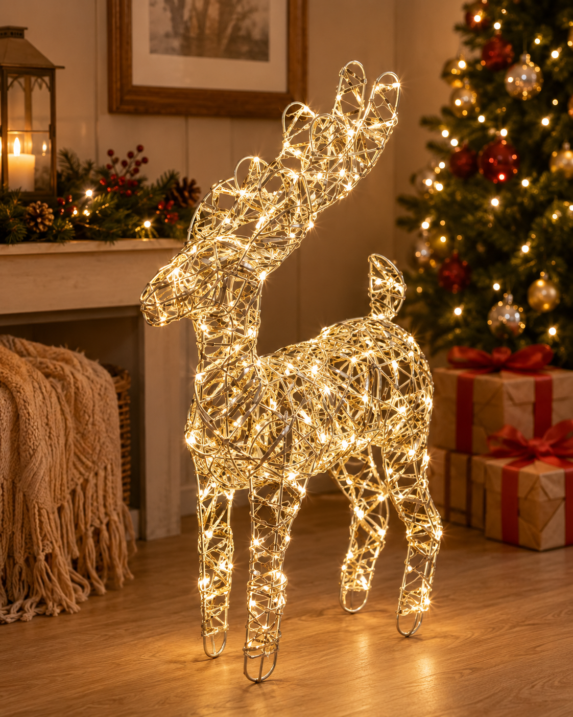 EDG Enzo De Gasperi Christmas Reindeer Decoration LED Intertwining 40 MicroLeds H 37 Cm W 25 Cm L 12 Cm IP20 Gold