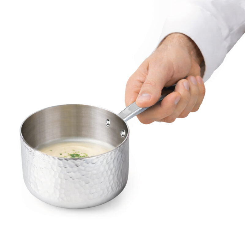 AGNELLI High Hammered Casserole Aluinox 3 Ply 16x12 Cm with 1 Stainless Steel Handle