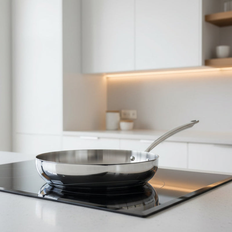 AGNELLI Aluinox 3-Ply Stainless Steel High-Sided Pan with 1 Handle 24x6.5 cm