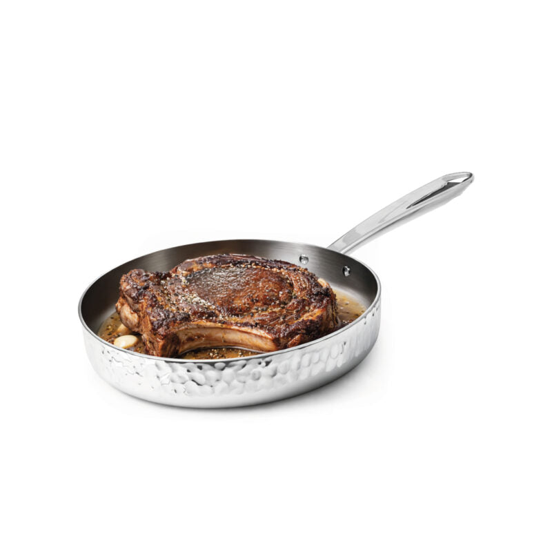 AGNELLI Aluinox Hammered 3Ply Pan 24x6 cm 1 Stainless Steel Handle