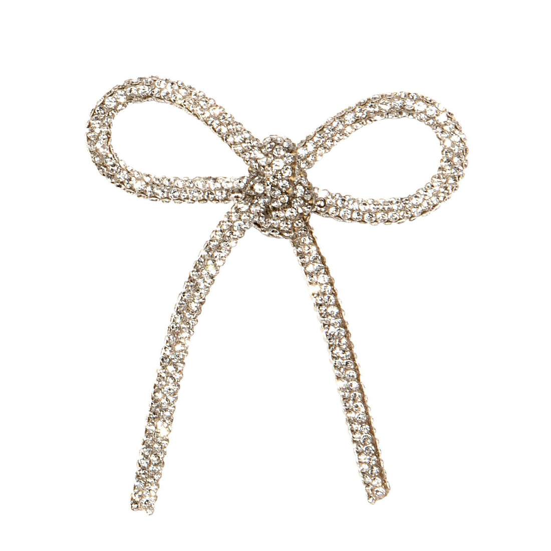 Piovaccari Christmas Bow Bows with Diamonds Silver 6.5xH7 cm – Decorative Bow with Diamonds for Christmas Trees, Decorations and Gift Wrapping