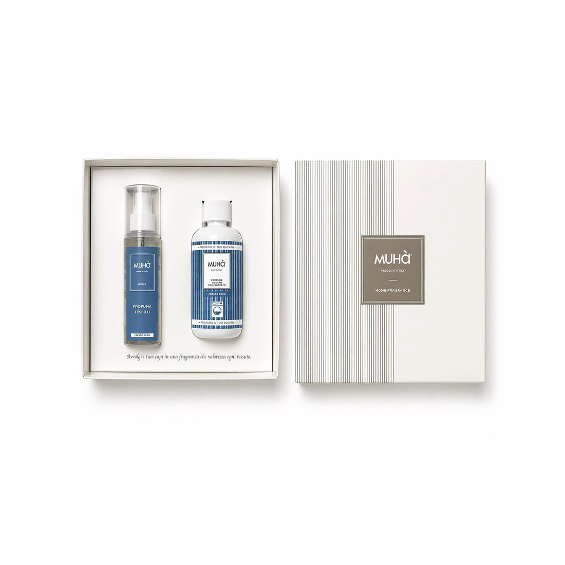 Muhà Gift Set Laundry Diffuser Fresh Pure 200 ml + Fabric Spray 125 ml – Gift Idea