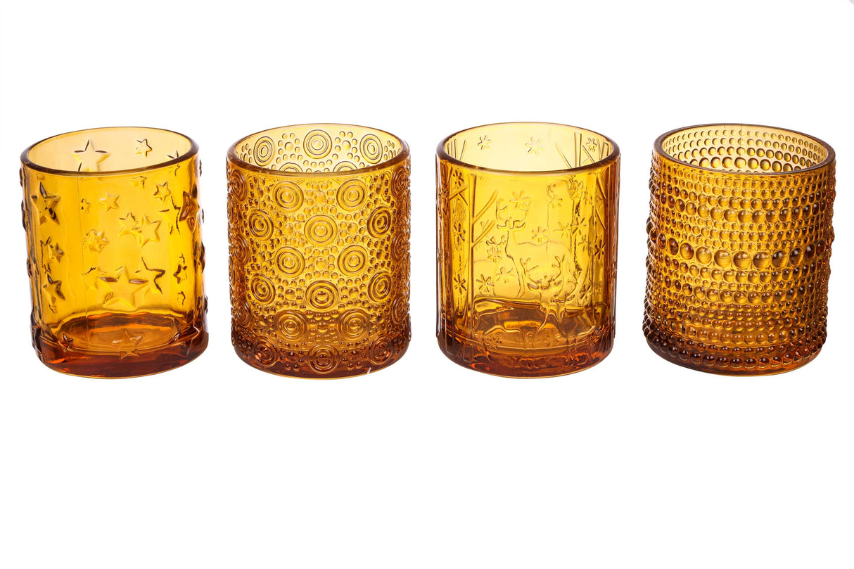 ARPIMEX Christmas Candle Holder Jar D 8.8 cm H 10 cm Assorted Brown Glass 1 pc