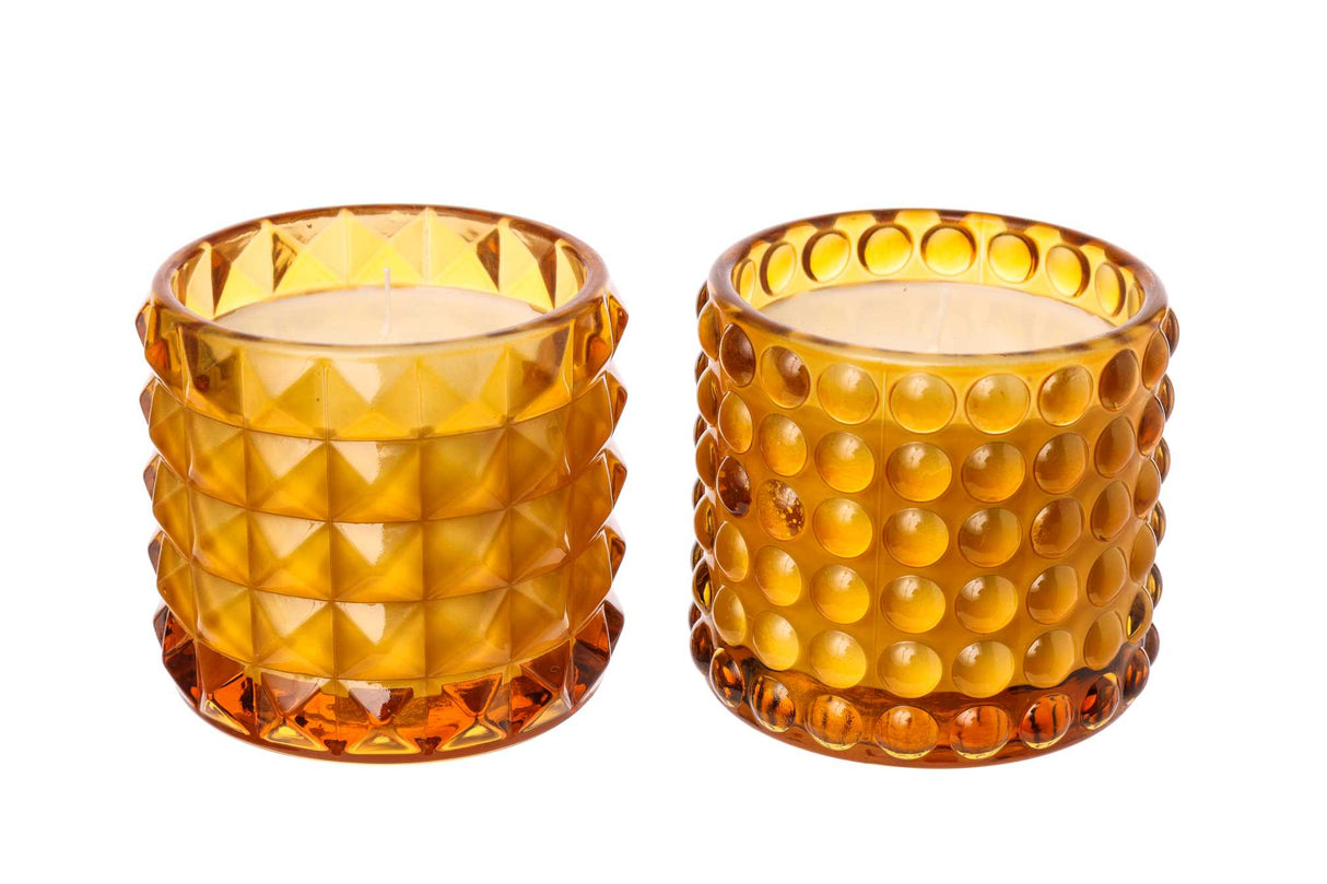 ARPIMEX Glass Jar with Wax D 9.5 cm H 8.5 cm Mix 2 Pcs Brown