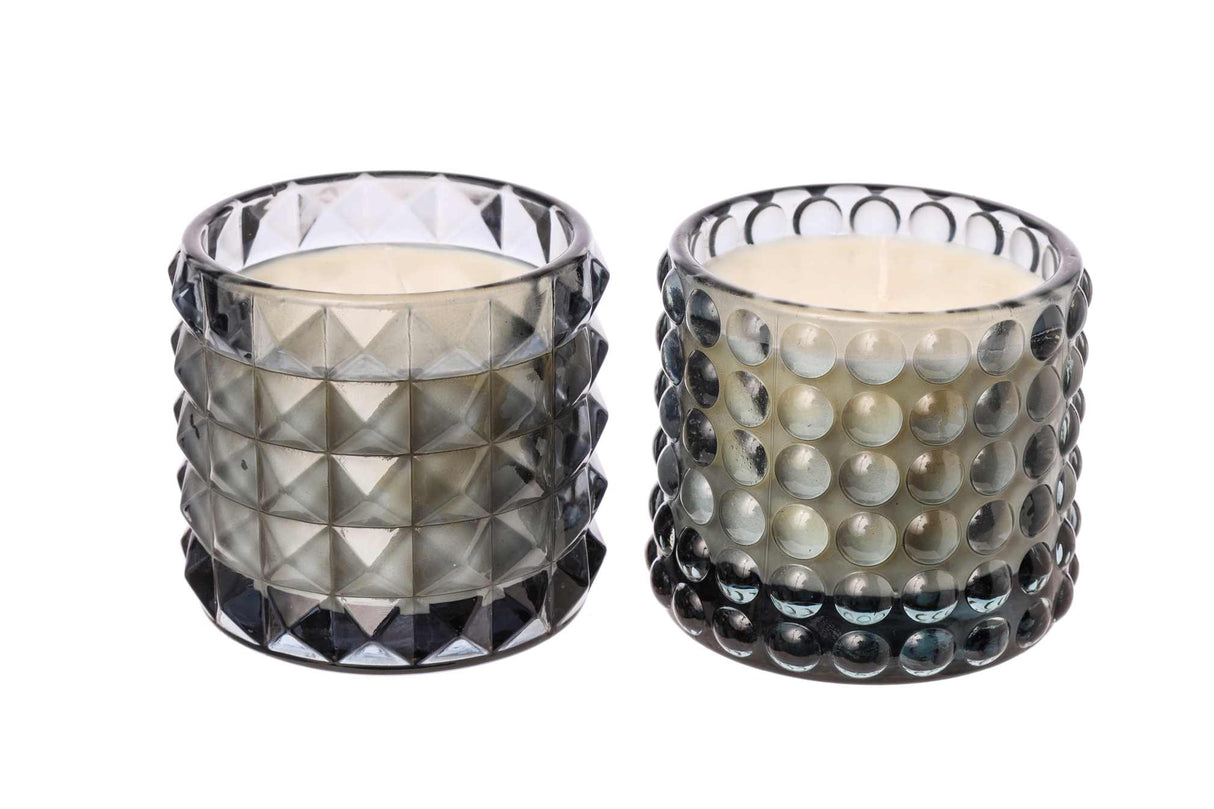 ARPIMEX Glass Jar with Wax D 9.5 cm H 8.5 cm Mix 2 Pcs Grey