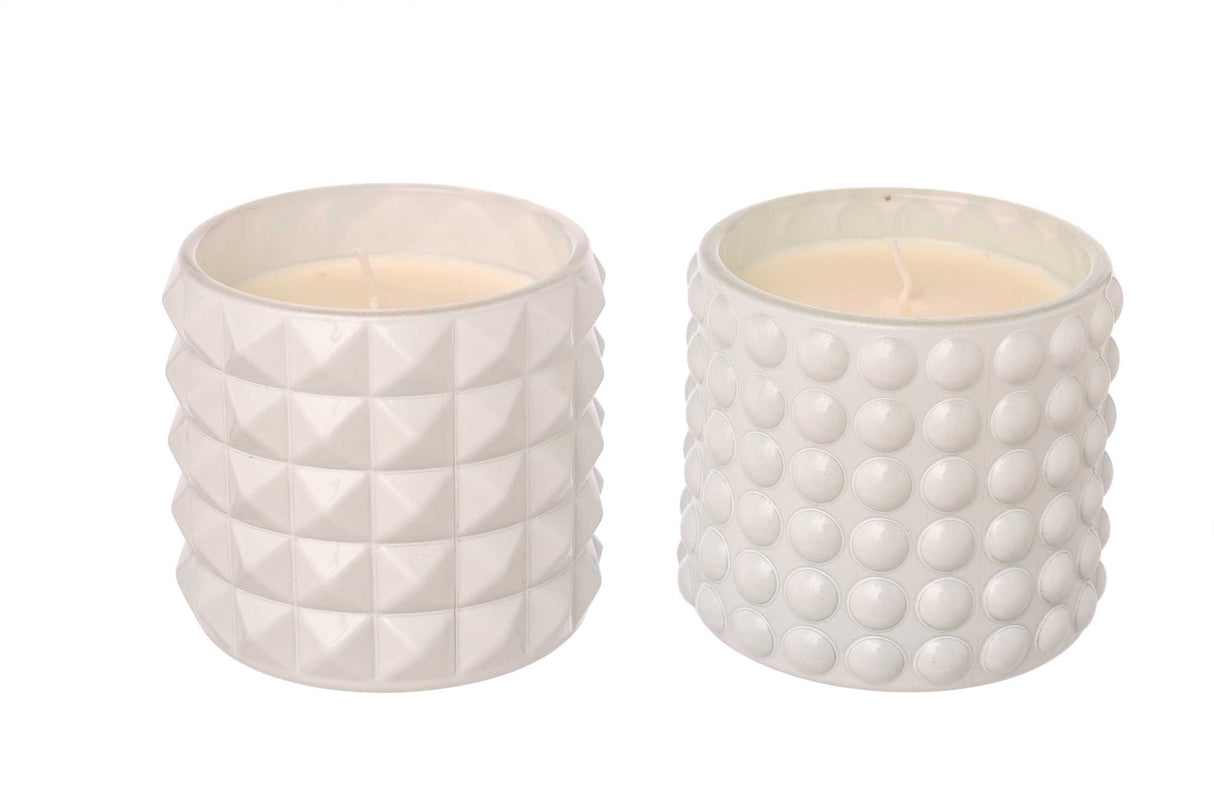 ARPIMEX Glass Jar with Wax D 9.5 cm H 8.5 cm Mix 2 Pcs White