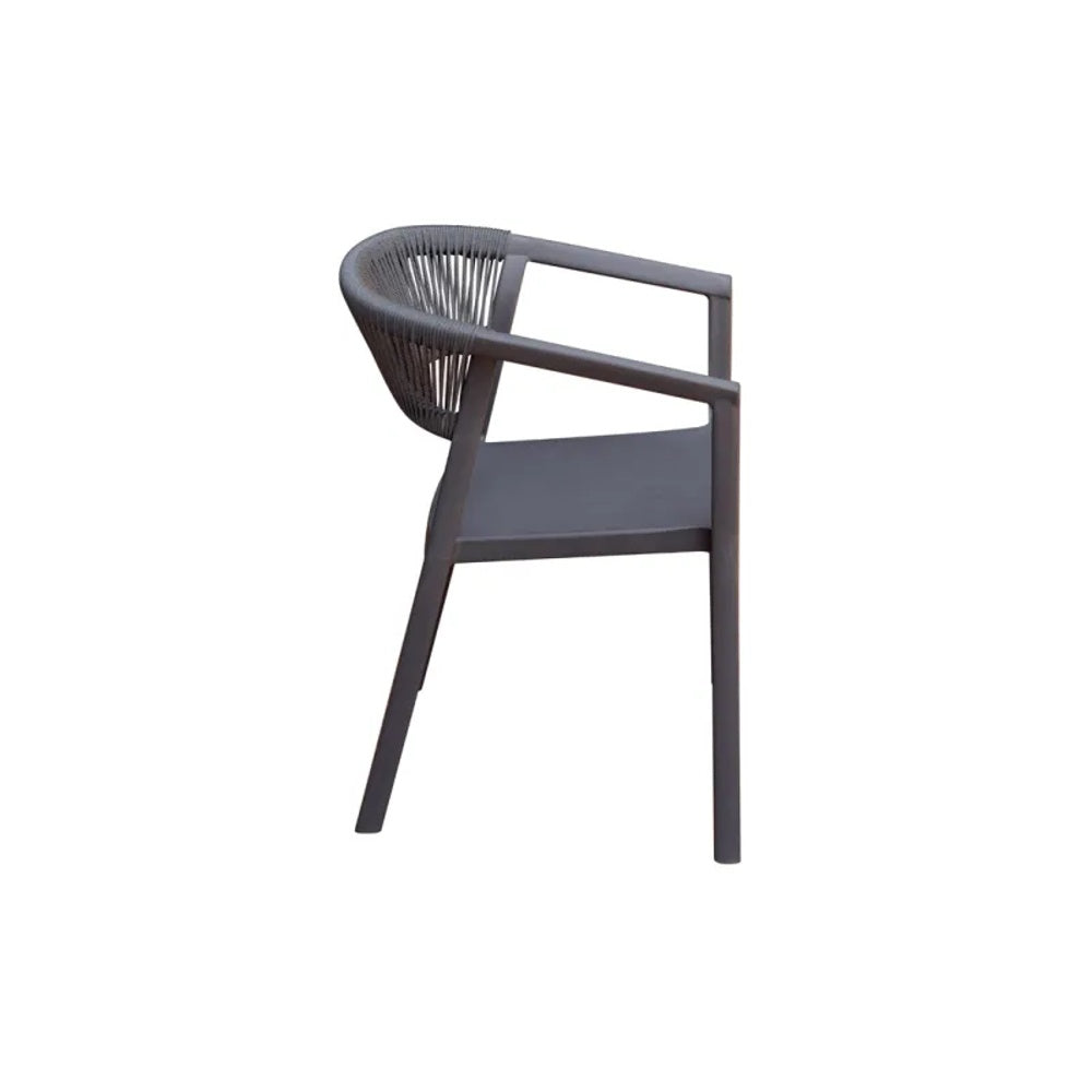 Moia Greenwood Lione Polypropylene Armchair with Anthracite Rope – Stackable UV Resistant Outdoor Chair