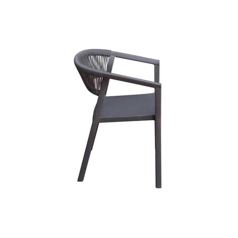 Moia Greenwood Lione Polypropylene Armchair with Anthracite Rope – Stackable UV Resistant Outdoor Chair