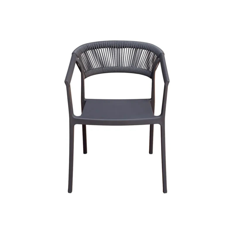 Moia Greenwood Lione Polypropylene Armchair with Anthracite Rope – Stackable UV Resistant Outdoor Chair