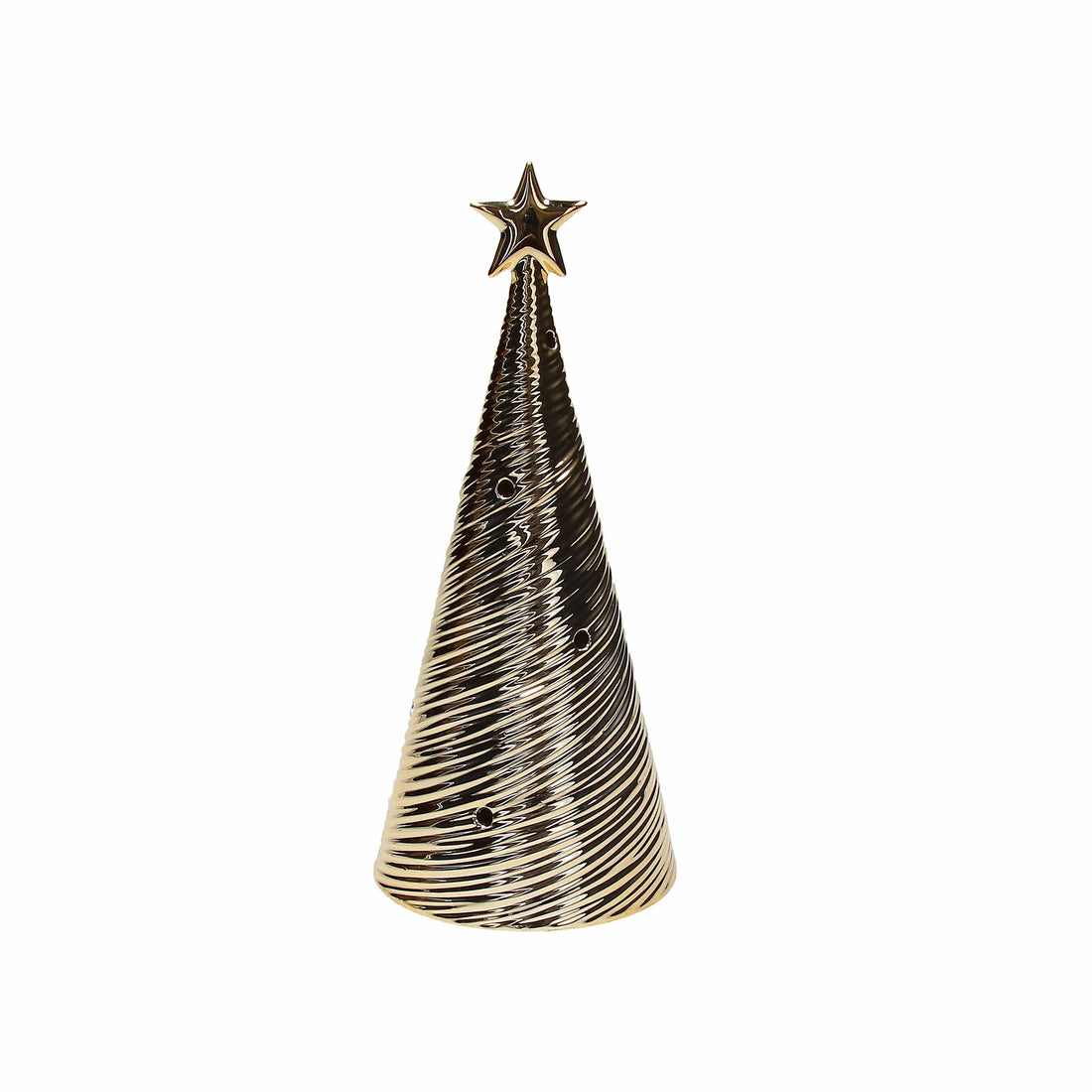 tognana tognana albero natale conico con led h 25 cm christmas texture porcellana oro ean 8056444442267