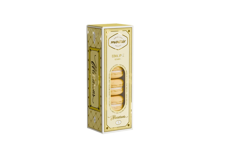 Maxtris Macarons Limone Giallo 70 g 5 Pezzi – Dolcetti Macarons al Gusto Limone per Feste, Confettate e Idee Regalo