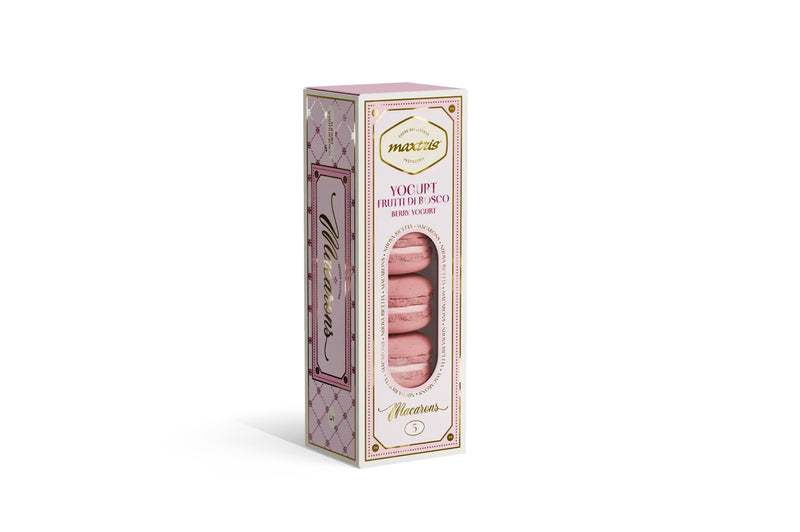 Maxtris Macarons Yogurt Pink 70 g 5 Pcs – Almond Macaron Sweets with Creamy Yogurt Filling for Parties, Sugared Almond Displays and Gift Ideas