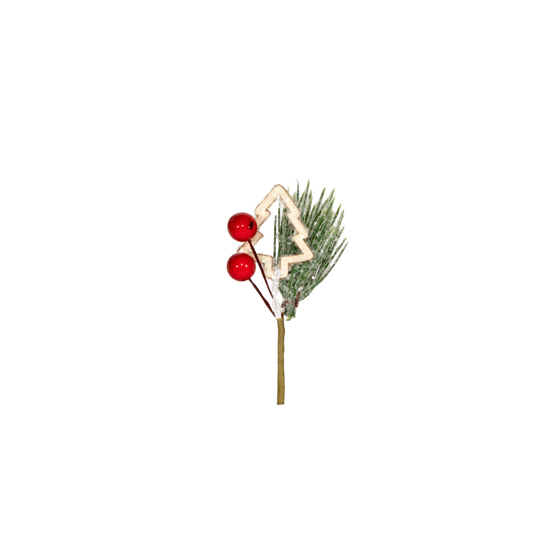 Piovaccari Christmas Pick with Tree and Berries H10 cm – Decorative Sprig for Christmas Trees, Garlands, Centrepieces and Festive Arrangements