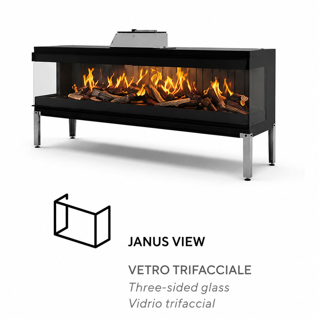 Nobis Janus 170 Electric Fireplace without Ventilation with 4K LED Holographic Flame