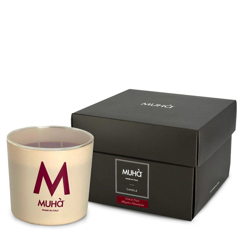 Muhà Candela Profumata Uva e Fico 500 g Ø10,5xH11,9 cm – Candela Aromatica Decorativa per la Casa e Idea Regalo