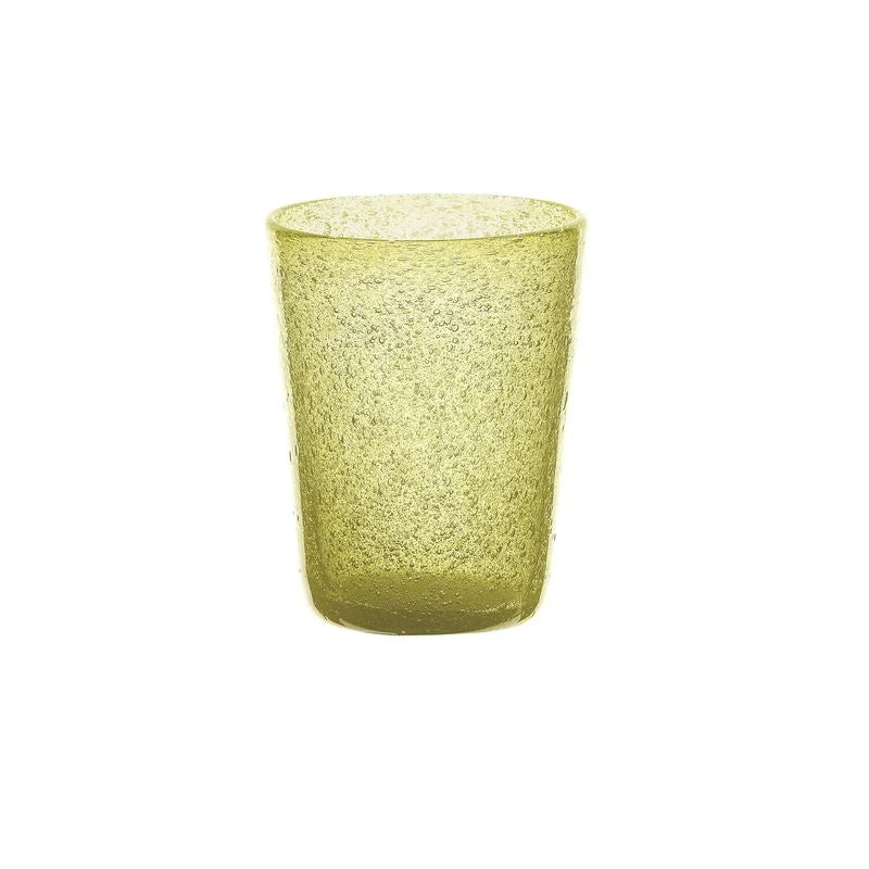 Zani Serafino Memento Tumbler Kiwi Water Glass in Colored Glass