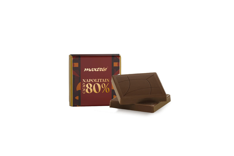 Maxtris Astuccio Napolitain Mini Tavolette di Cioccolato Fondente 80% 500 g – Cioccolatini Monoporzione per Feste, Eventi e Idee Regalo