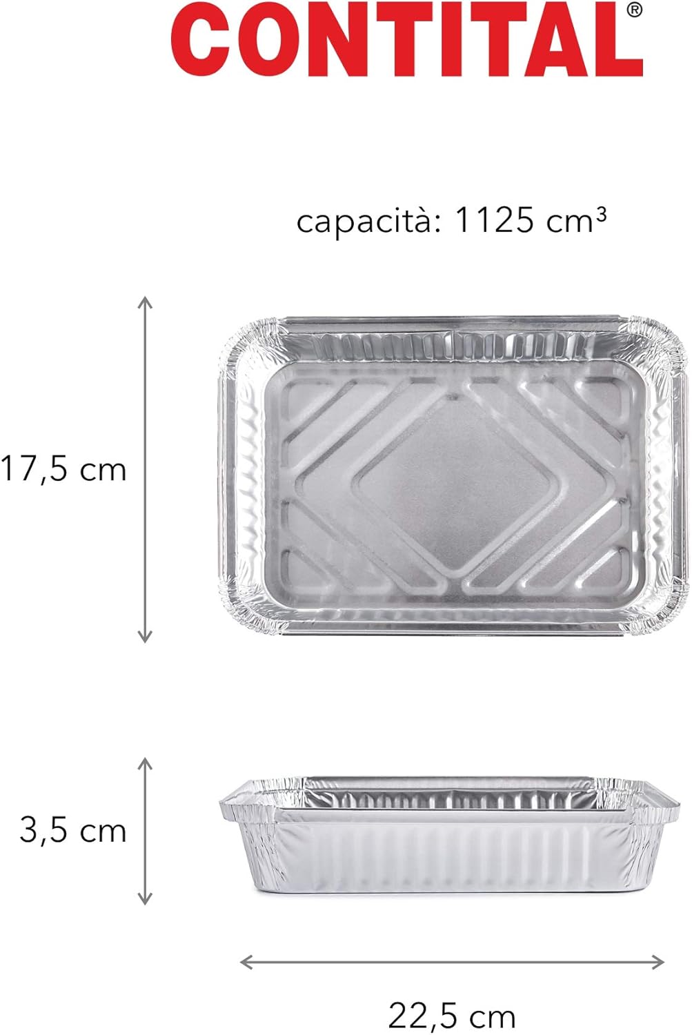 Contital Aluminum Containers R29L 4 Portions 225 x 175 Mm 100 Pcs
