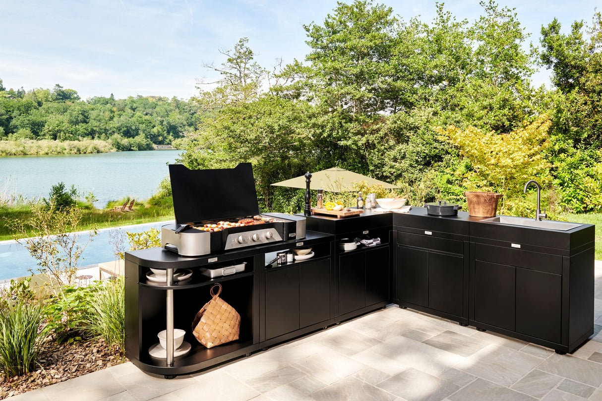 le marquier le marquier plancha exclusive 375 gas con mobiletto 2 ante nero grigio ean 3339380172555