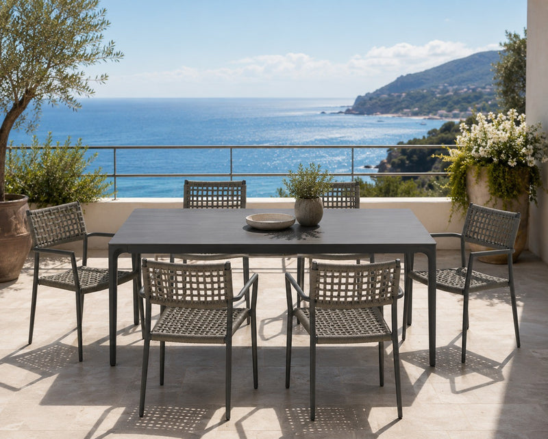 Moia Greenwood Alghero Outdoor Table Anthracite Grey Stoneware 180×90 cm