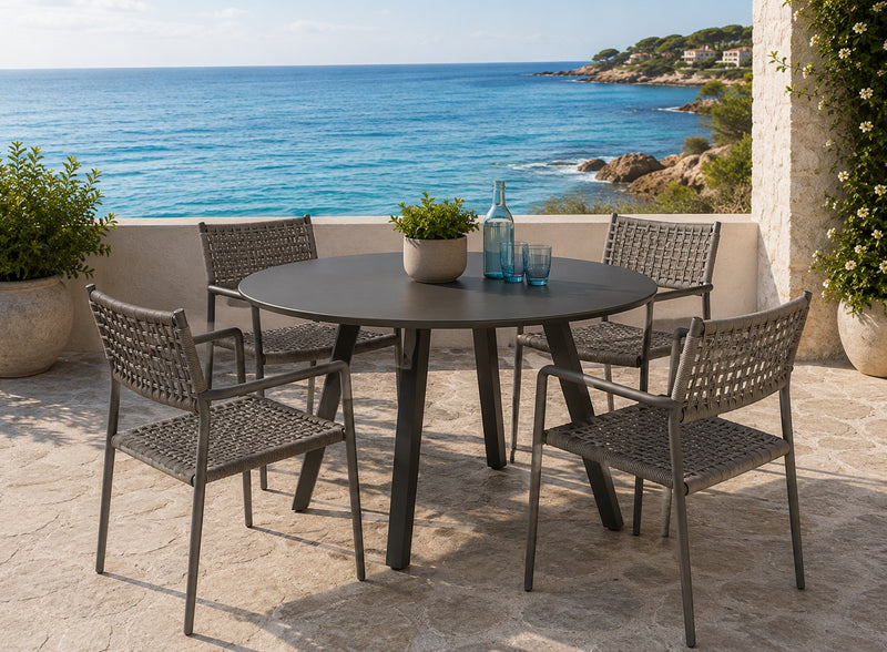 Moia Greenwood Alberese Round Table Anthracite Aluminum D 120 cm