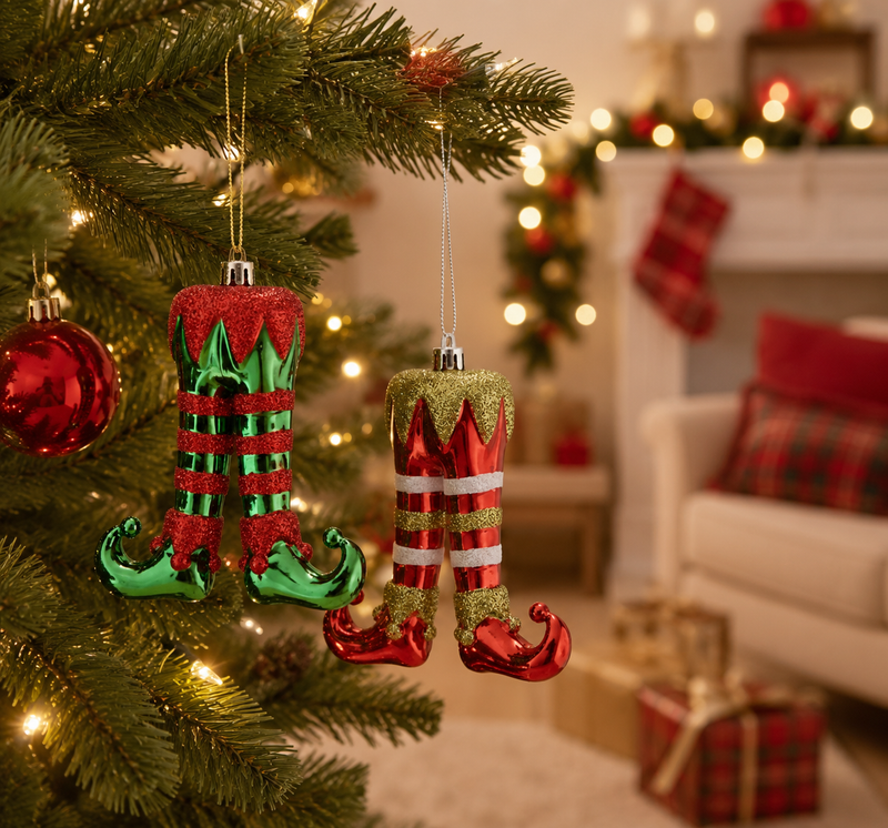 EDG Enzo De Gasperi Christmas Elf Stocking Decoration Assorted H 11 cm Green Red 1 pc