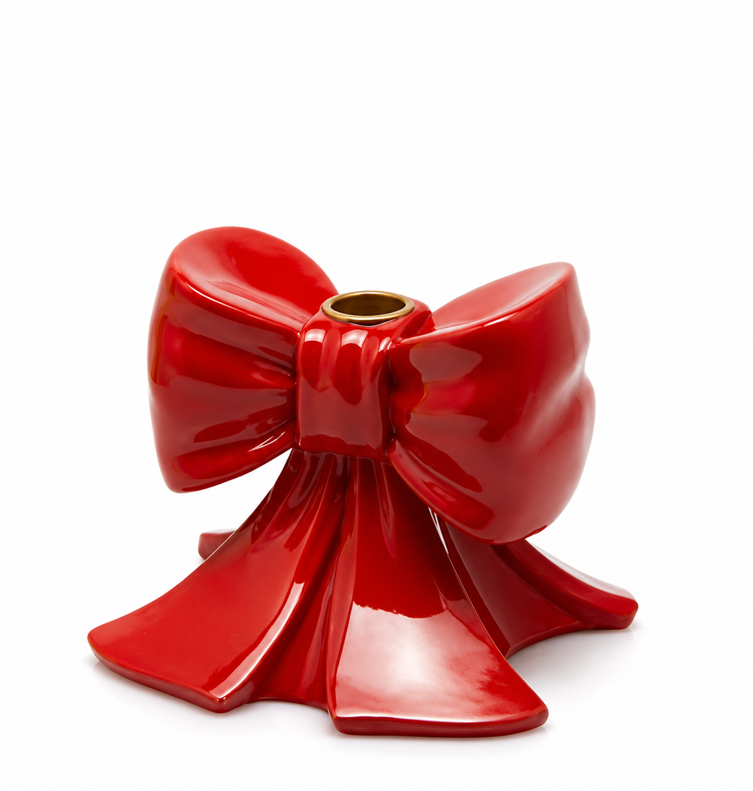 EDG Enzo De Gasperi Bow Candle Holder H 11 Cm L 13 Cm L 13 Cm Red