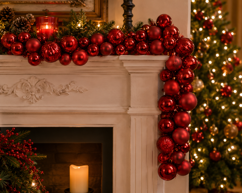 EDG Enzo De Gasperi Festoon Christmas PalleMix X 50 L 170 Cm D 8 Cm D 10 Cm Red