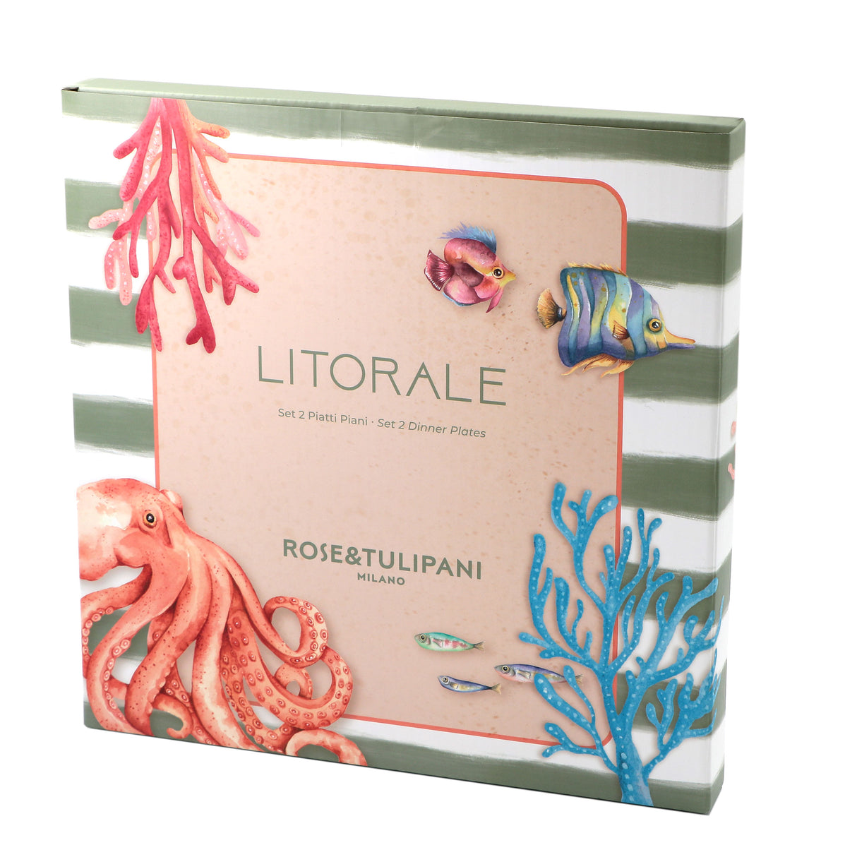 ROSE & TULIPS Coastal Set of 2 Flat Plates D 27 cm Coral Alice Melamine