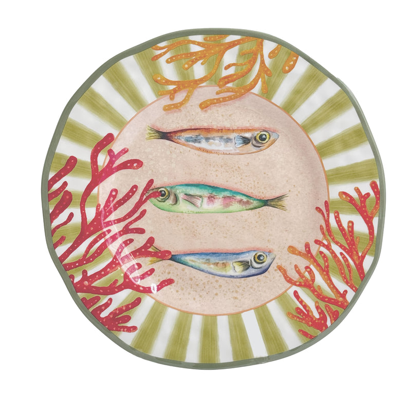 ROSE & TULIPS Coastal Set of 2 Flat Plates D 27 cm Coral Alice Melamine