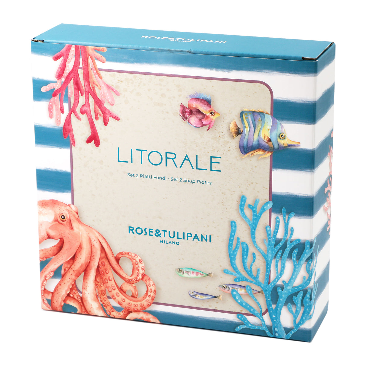 ROSE & TULIPS Coastal Set of 2 Deep Plates D 21 cm Coral Alice Melamine