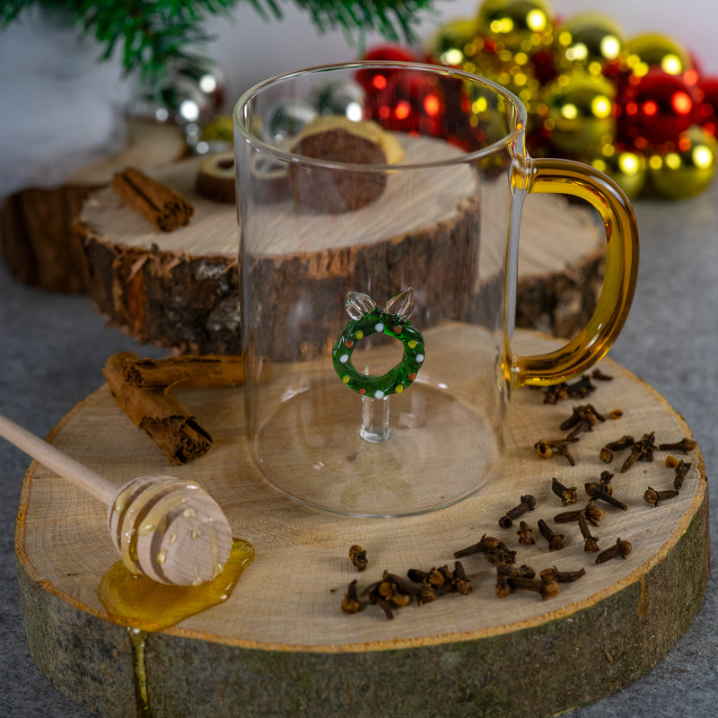 WD LifeStyle Borosilicate Glass Cup Cc 420 Ml Christmas Wreath Decoration