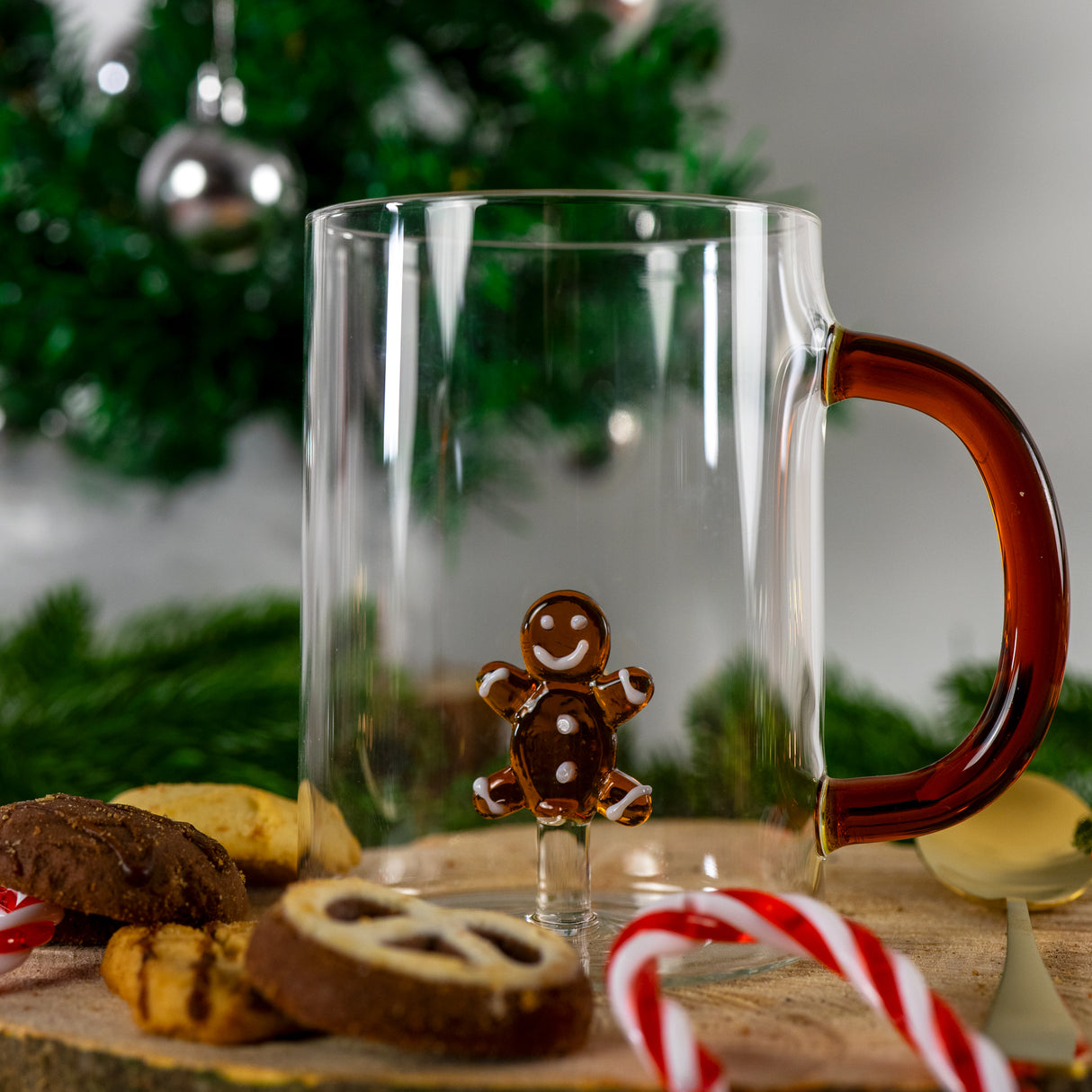 WD LifeStyle Borosilicate Glass Cup Cc 420 Ml Gingerbread Man Decoration Christmas