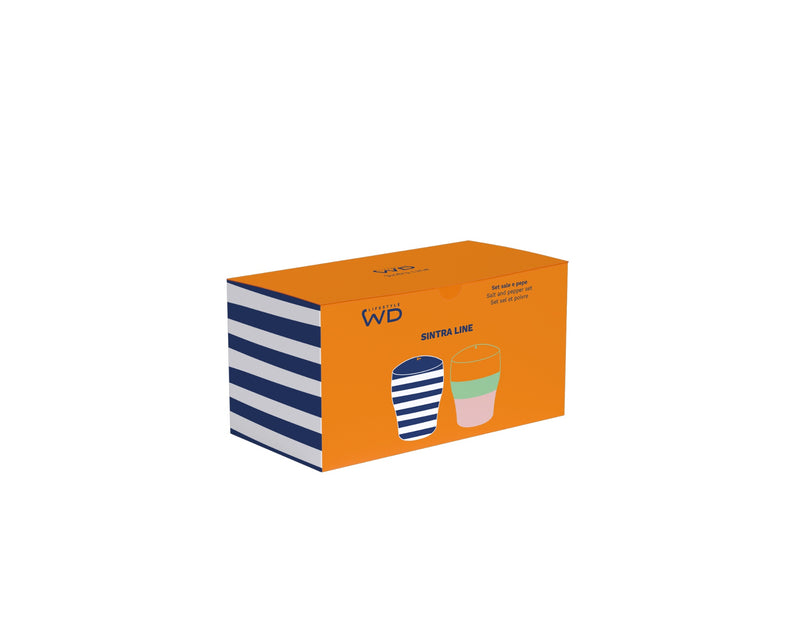 WD LifeStyle Stoneware Salt and Pepper Set 6.5 x 6.5 x 8 cm Blue Green Orange Pink