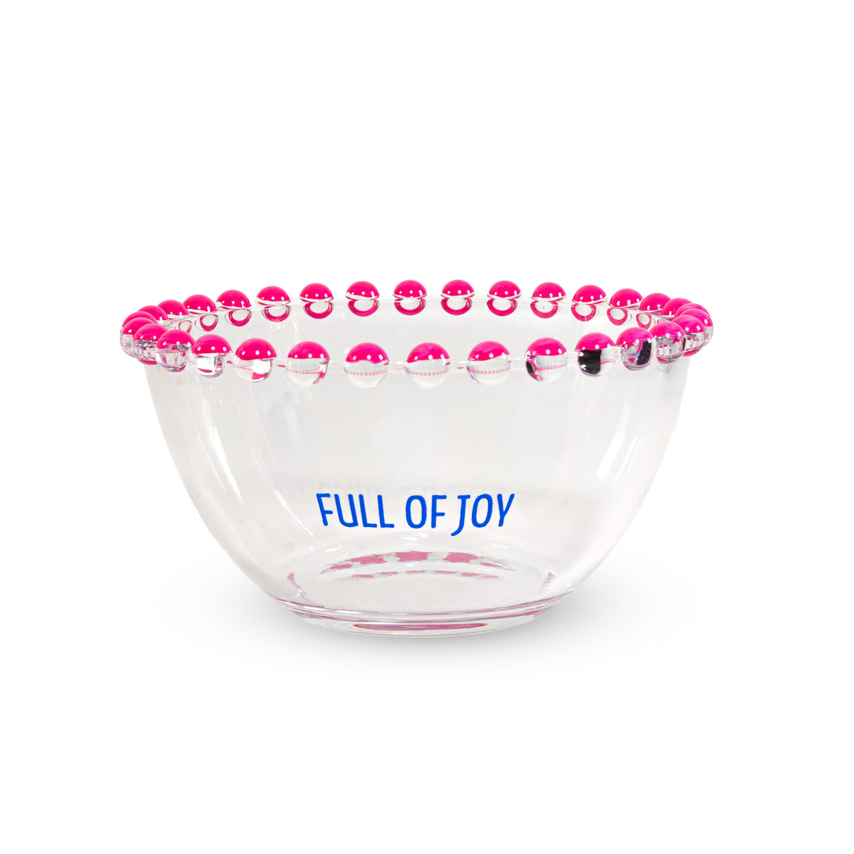 WD LifeStyle Set of 2 Glass Bowls 500 ml with "Start fresh" and "Full of joy" Decoration, Pink Blue