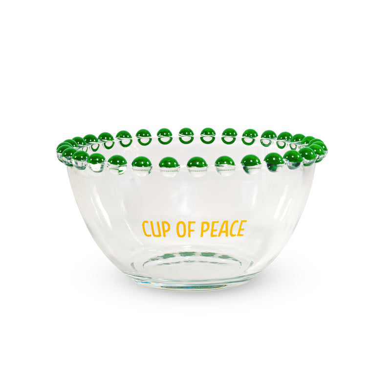 WD LifeStyle Set of 2 Glass Bowls 500 ml "Cup of joy" and "Cup of peace" Decoration Yellow Green