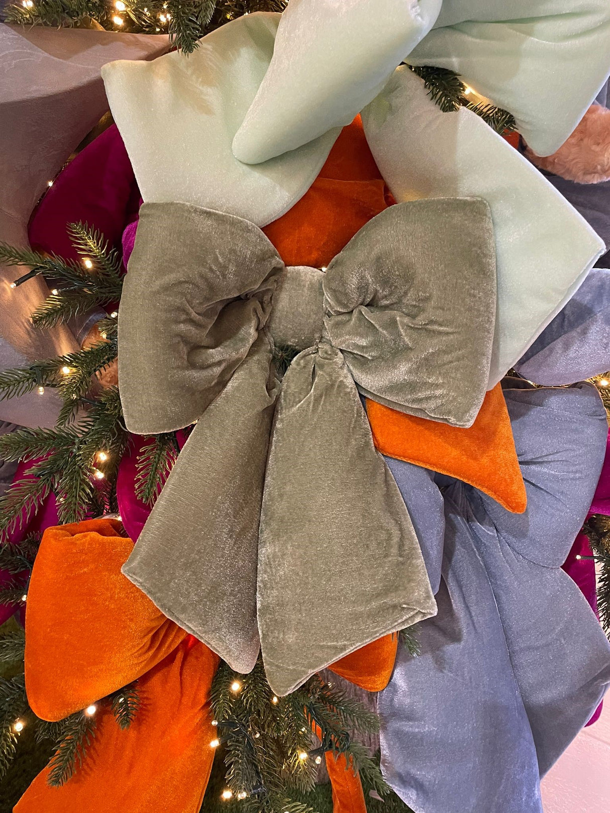 ARPIMEX Christmas Bow Velvet 40 Cm Light Green