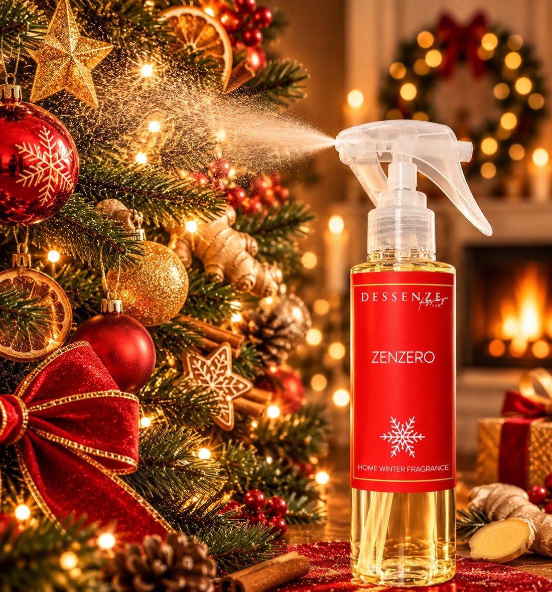 DESSENZE Christmas Tree Fragrance Christmas Spray Ginger 100 ml – Scented Christmas Spray
