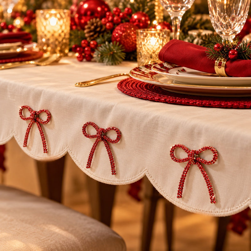 Piovaccari Christmas Bow Bows with Diamonds Red 6.5xH7 cm – Decorative Bow with Diamonds for Christmas Trees, Decorations and Gift Wrapping