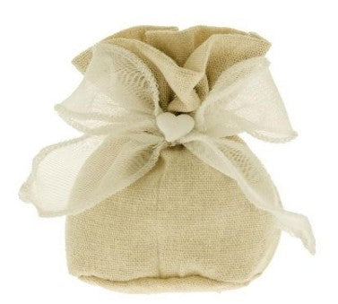 ETM Guenda Bag Ball Favor Holder Sugared Almonds 10cm Beige 12 Pcs